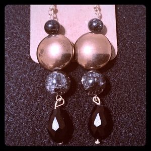 Black & Gold Dangle Earrings - Saints Edition